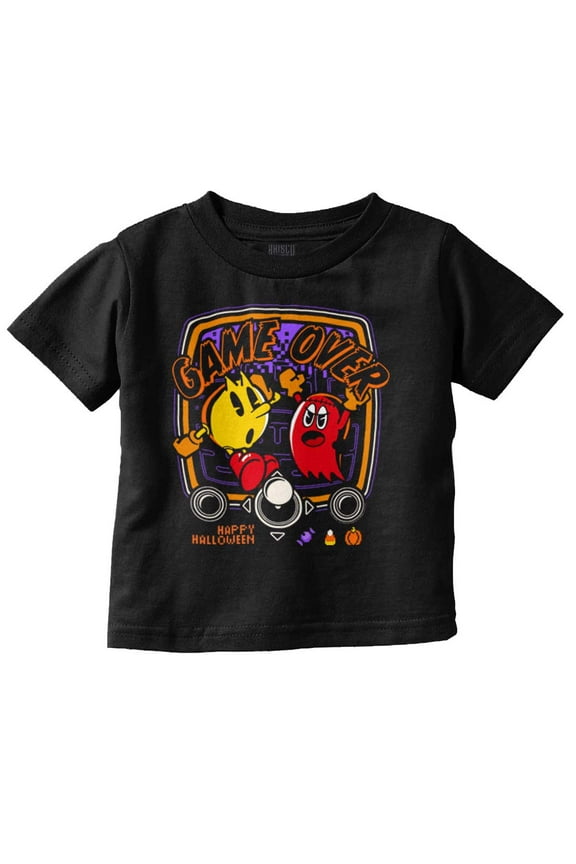 PACMAN Happy Halloween Game Over Toddler Boy Girl T Shirt Infant Toddler Brisco Brands 6M
