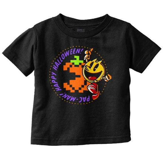 PACMAN Happy Halloween Pumpkin Toddler Boy Girl T Shirt Infant Toddler Brisco Brands 6M