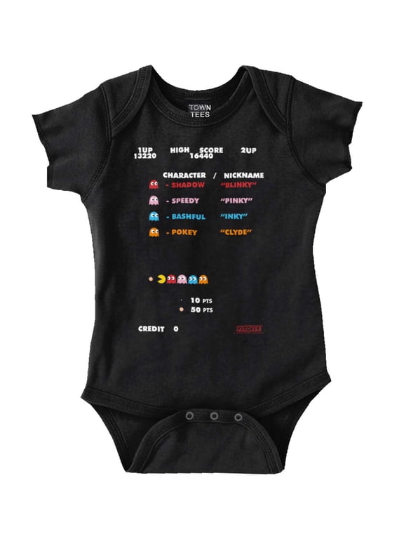 PACMAN High Score Ghosts Vintage 80s Romper Boys or Girls Infant Baby Brisco Brands NB