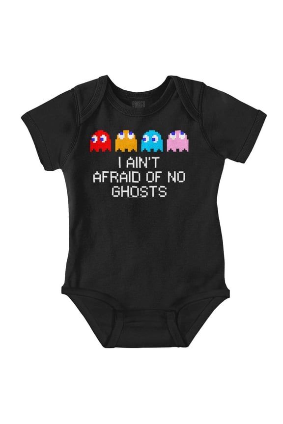 PACMAN I Ain't Afraid of No Ghosts Romper Boys or Girls Infant Baby Brisco Brands NB