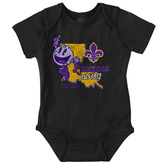 PACMAN Louisiana State Mardi Gras Romper Boys or Girls Infant Baby Brisco Brands 18M