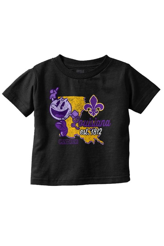 PACMAN Louisiana State Mardi Gras Toddler Boy Girl T Shirt Infant Toddler Brisco Brands 6M