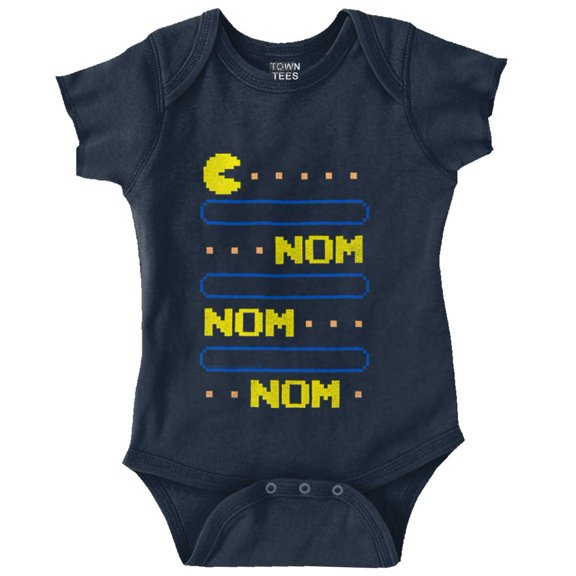 PACMAN Nom Nom Hungry Foodie Gamer Romper Boys or Girls Infant Baby Brisco Brands 12M
