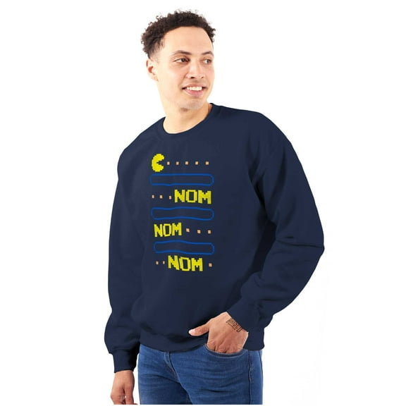 PACMAN Nom Nom Hungry Foodie Gamer Sweatshirt for Men or Women Brisco Brands S