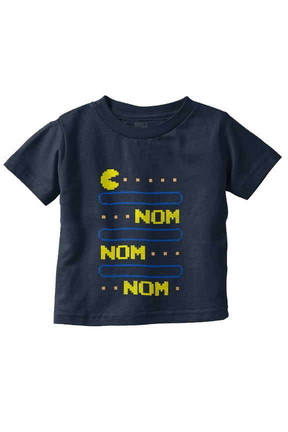 PACMAN Nom Nom Hungry Foodie Gamer Toddler Boy Girl T Shirt Infant Toddler Brisco Brands 4T