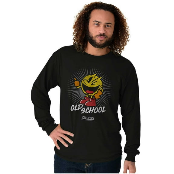 PACMAN Old School 1980s Video Game Long Sleeve TShirt Men Women Brisco Brands S