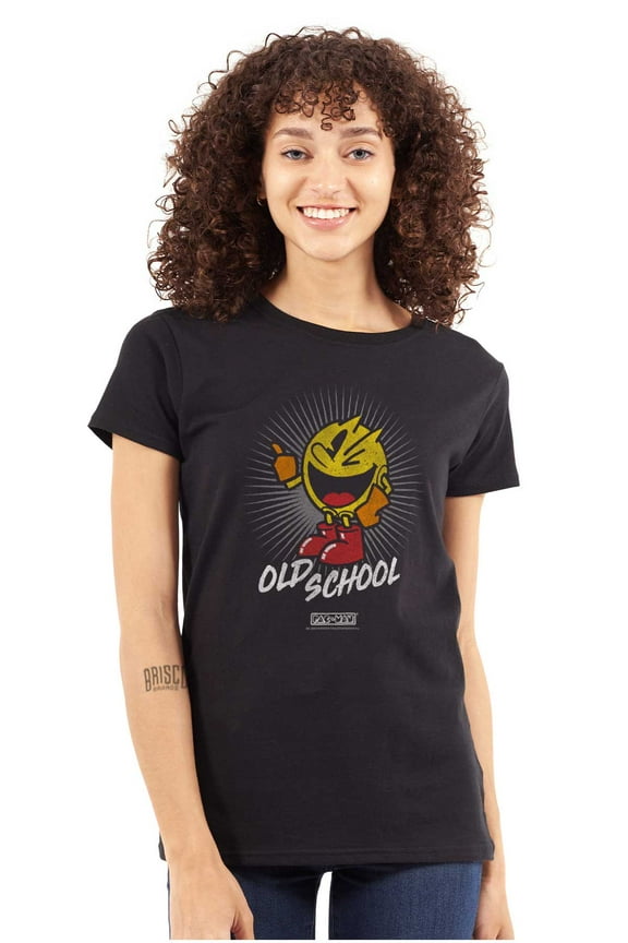 PACMAN Old School 1980s Video Game Women's T Shirt Ladies Tee Brisco Brands S