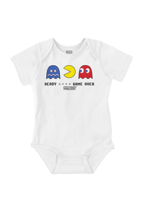 PACMAN Ready…Game Over Funny Ghosts Romper Boys or Girls Infant Baby Brisco Brands 18M