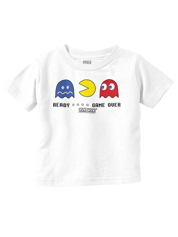 PACMAN Ready…Game Over Funny Ghosts Toddler Boy Girl T Shirt Infant Toddler Brisco Brands 18M