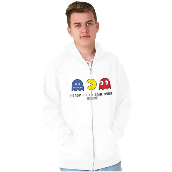 PACMAN Ready…Game Over Funny Ghosts Unisex Plus Size Zip Hoodie Brisco Brands 2X