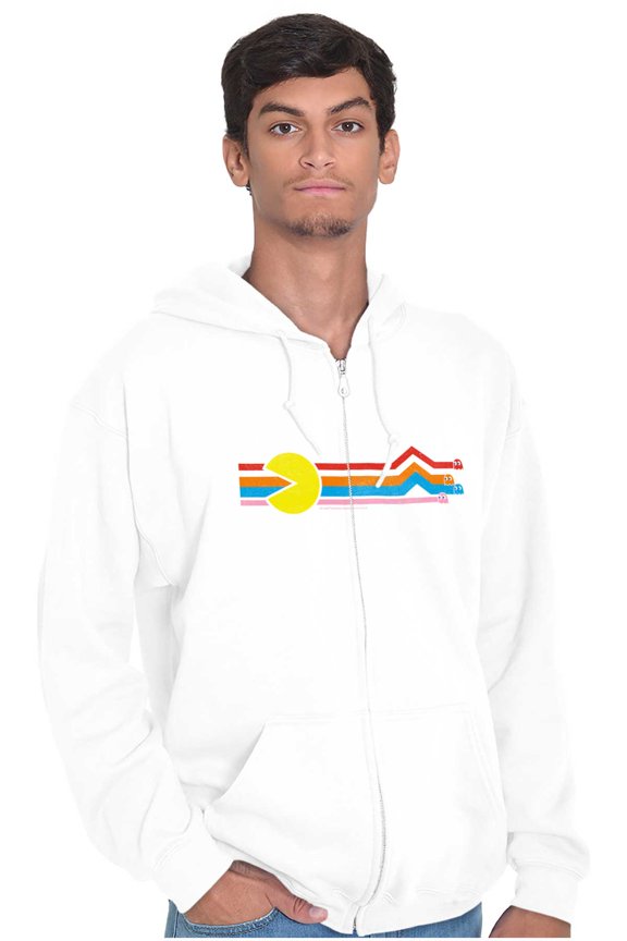 PACMAN Retro 80s Arcade Game Classic Unisex Plus Size Zip Hoodie Brisco Brands 4X