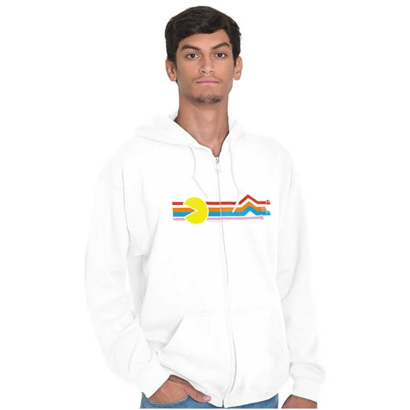 PACMAN Retro 80s Arcade Game Classic Zip Up Hoodie Men's Women's Brisco Brands X