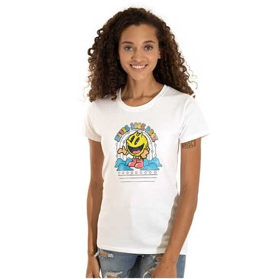PACMAN Retro Never Look Back Women's T Shirt Ladies Tee Brisco Brands X
