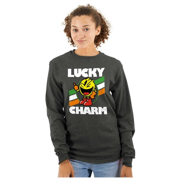 PACMAN Saint Paddys Lucky Charm Long Sleeve TShirt Men Women Brisco Brands S