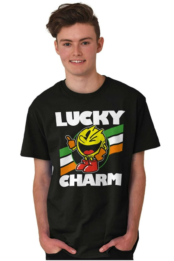 PACMAN Saint Paddys Lucky Charm Men's Graphic T Shirt Tees Brisco Brands S