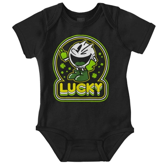 PACMAN Saint Paddys Lucky Clover Romper Boys or Girls Infant Baby Brisco Brands 12M