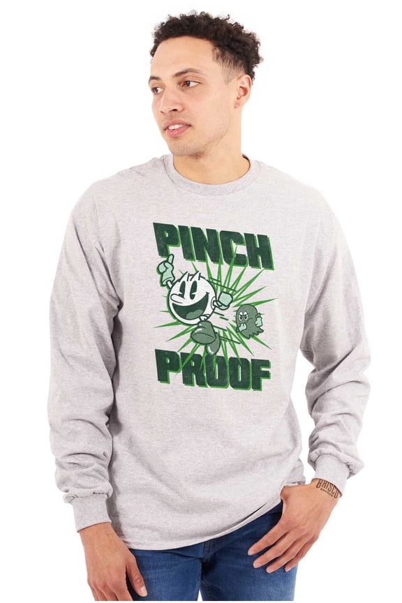 PACMAN Saint Paddys Pinch Proof Unisex Plus Size Long Sleeve Tee Shirt Brisco Brands 3X