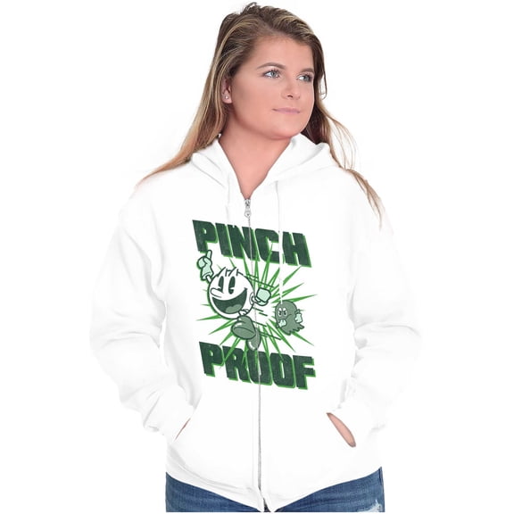 PACMAN Saint Paddys Pinch Proof Zip Up Hoodie Men's Women's Brisco Brands L