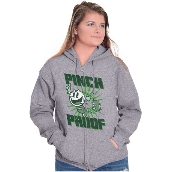 PACMAN Saint Paddys Pinch Proof Zip Up Hoodie Men's Women's Brisco Brands S