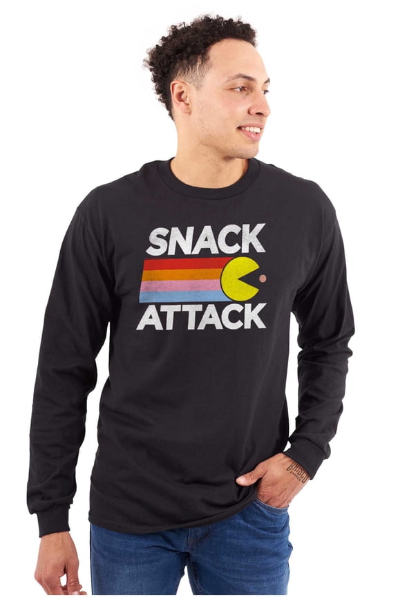 PACMAN Snack Attack Hungry Hangry Long Sleeve TShirt Men Women Brisco Brands S