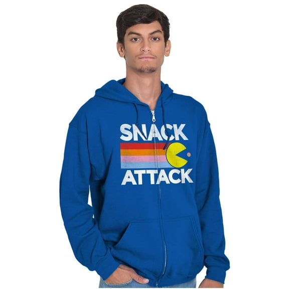 PACMAN Snack Attack Hungry Hangry Unisex Plus Size Zip Hoodie Brisco Brands 5X
