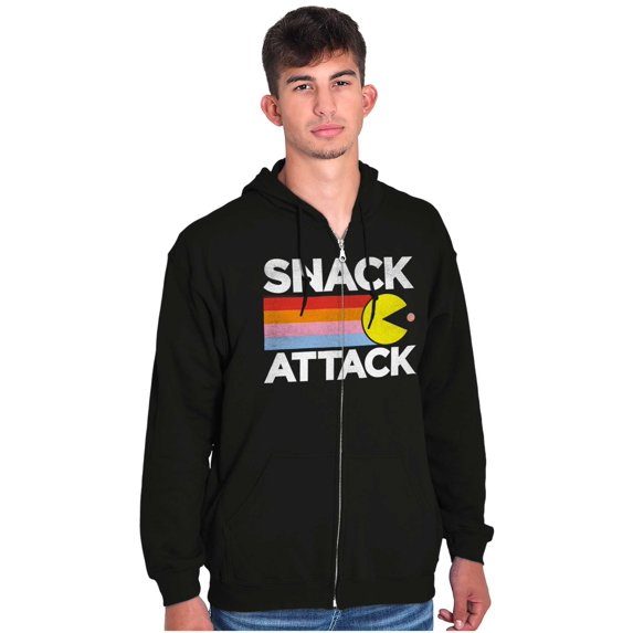 PACMAN Snack Attack Hungry Hangry Zip Up Hoodie Men's Women's Brisco Brands S