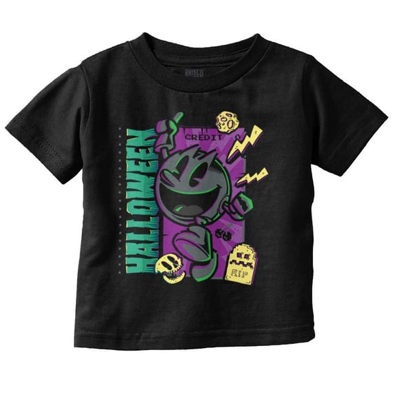 PACMAN Spooky Halloween Credit Toddler Boy Girl T Shirt Infant Toddler Brisco Brands 18M