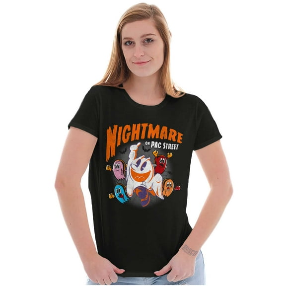 PACMAN Spooky Nightmare on Pac Street Women's T Shirt Ladies Tee Brisco Brands S