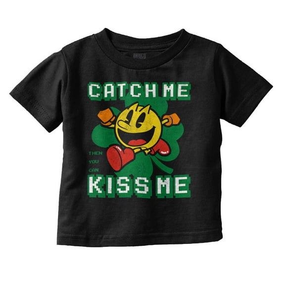 PACMAN St Paddys Catch Me Kiss Me Toddler Boy Girl T Shirt Infant Toddler Brisco Brands 12M