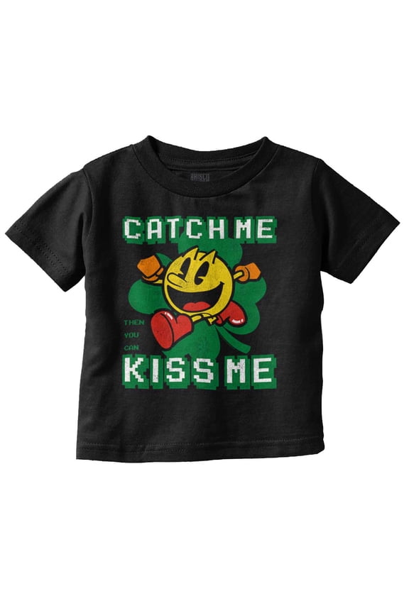 PACMAN St Paddys Catch Me Kiss Me Toddler Boy Girl T Shirt Infant Toddler Brisco Brands 12M