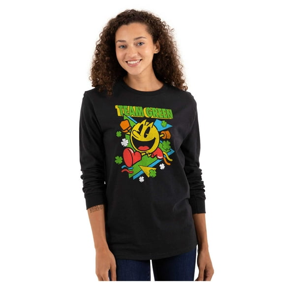 PACMAN St Paddys Clover Team Green Long Sleeve TShirt Men Women Brisco Brands S