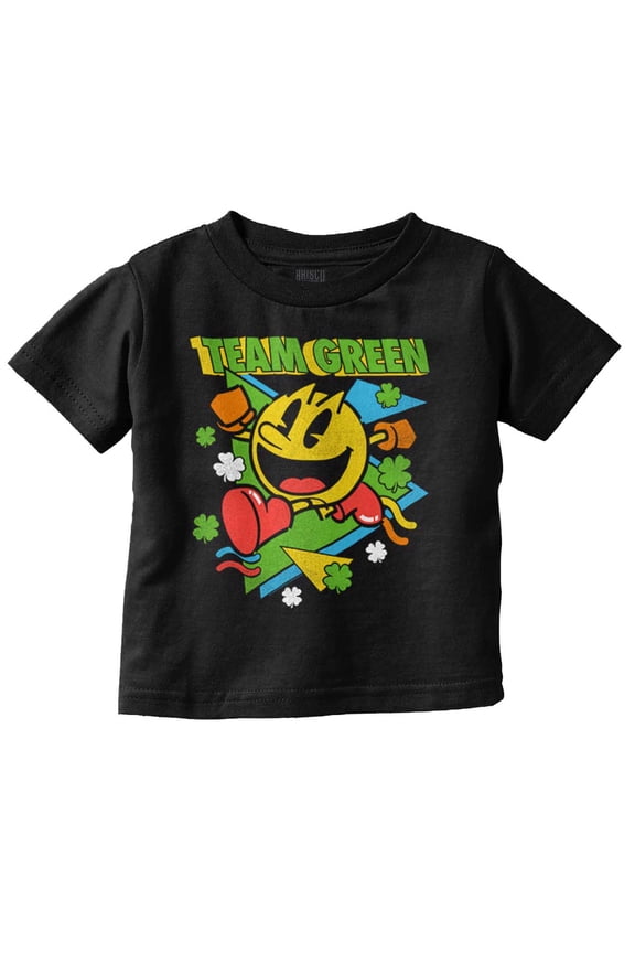 PACMAN St Paddys Clover Team Green Toddler Boy Girl T Shirt Infant Toddler Brisco Brands 12M