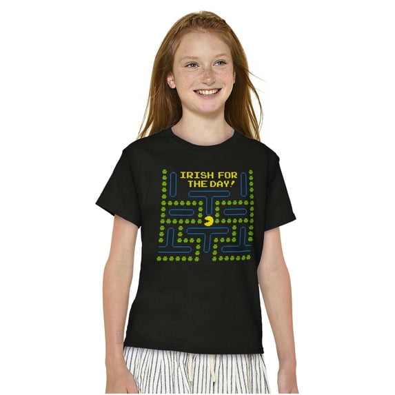 PACMAN St Paddys Irish For The Day Crewneck T Shirts Boy Girl Teen Brisco Brands S