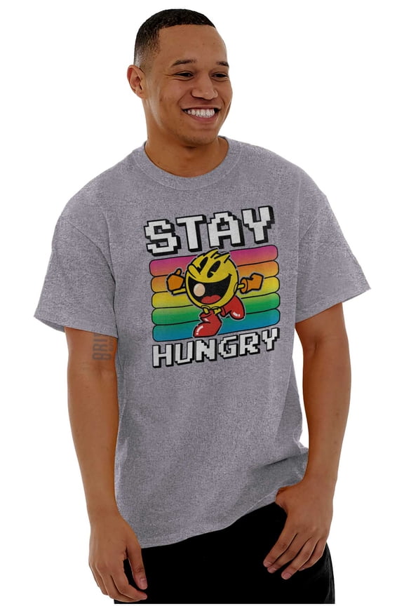 PACMAN Stay Hungry Funny Food Gamer Men's Graphic T Shirt Tees Brisco Brands S