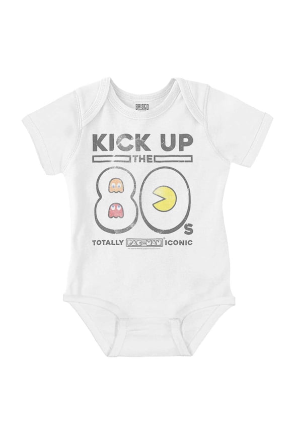 PACMAN Totally Iconic Kick Up the 80s Romper Boys or Girls Infant Baby Brisco Brands NB