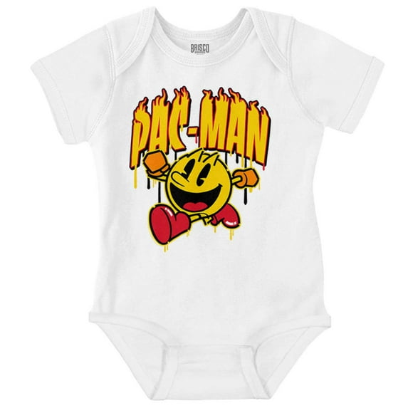 PACMAN Video Arcade Game Fire Logo Romper Boys or Girls Infant Baby Brisco Brands NB