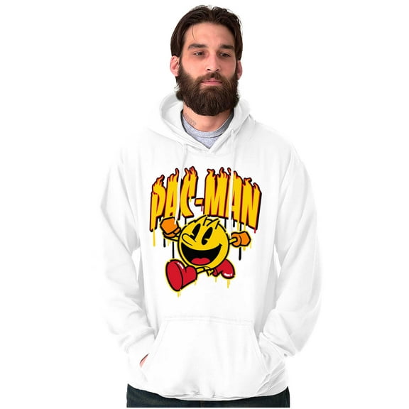 PACMAN Video Arcade Game Fire Logo Unisex Plus Size Hoodie Brisco Brands 2X