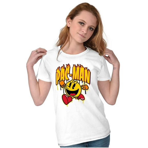 PACMAN Video Arcade Game Fire Logo Women's T Shirt Ladies Tee Brisco Brands M