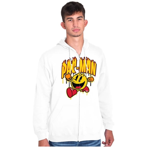 PACMAN Video Arcade Game Fire Logo Zip Up Hoodie Men's Women's Brisco Brands S