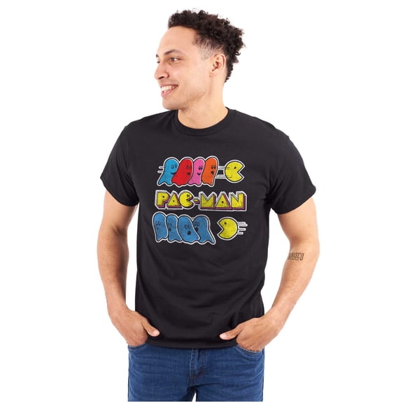 PACMAN Video Arcade Game Ghost Chase Men's Graphic T Shirt Tees Brisco Brands 2X