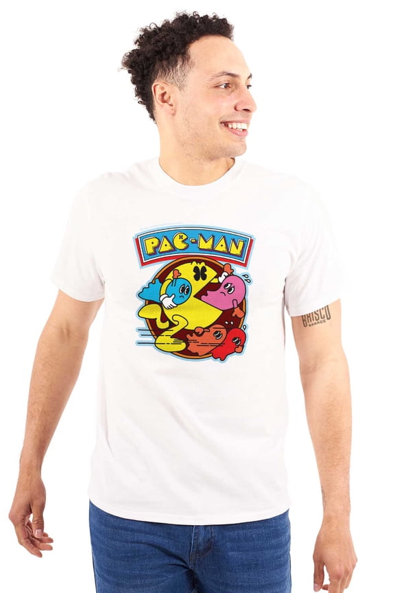 PACMAN Video Arcade Game Ghost Chomp Men's Graphic T Shirt Tees Brisco Brands L