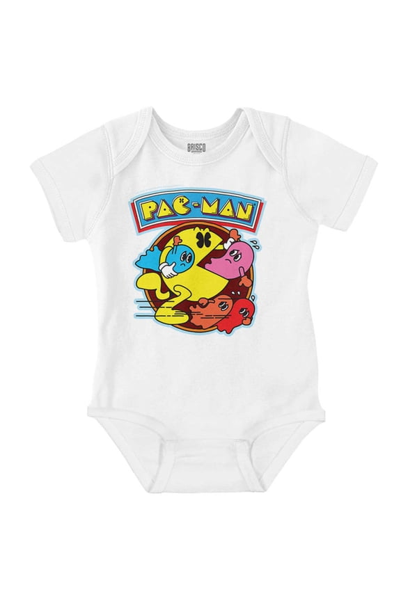 PACMAN Video Arcade Game Ghost Chomp Romper Boys or Girls Infant Baby Brisco Brands NB