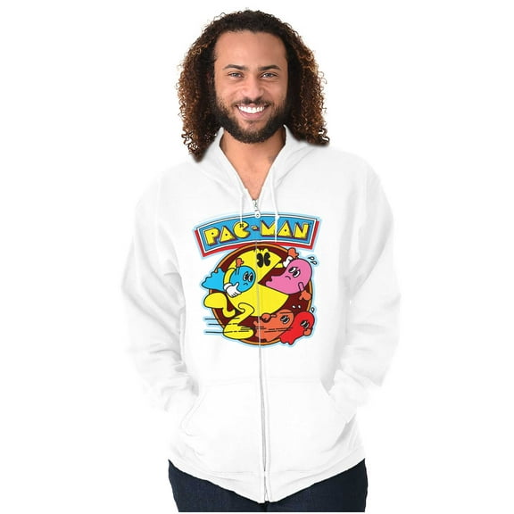 PACMAN Video Arcade Game Ghost Chomp Unisex Plus Size Zip Hoodie Brisco Brands 5X