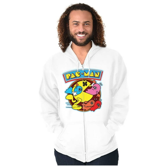 PACMAN Video Arcade Game Ghost Chomp Unisex Plus Size Zip Hoodie Brisco Brands 5X