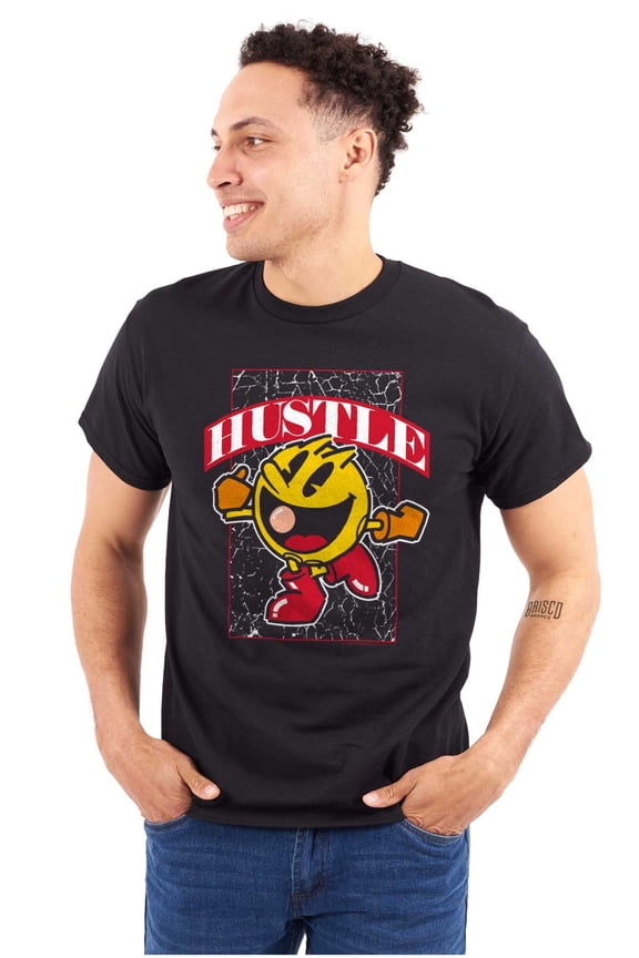 PACMAN Video Arcade Game Hustle Men's Graphic T Shirt Tees Brisco Brands S