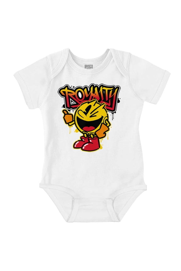 PACMAN Video Arcade Game Royalty Romper Boys or Girls Infant Baby Brisco Brands NB