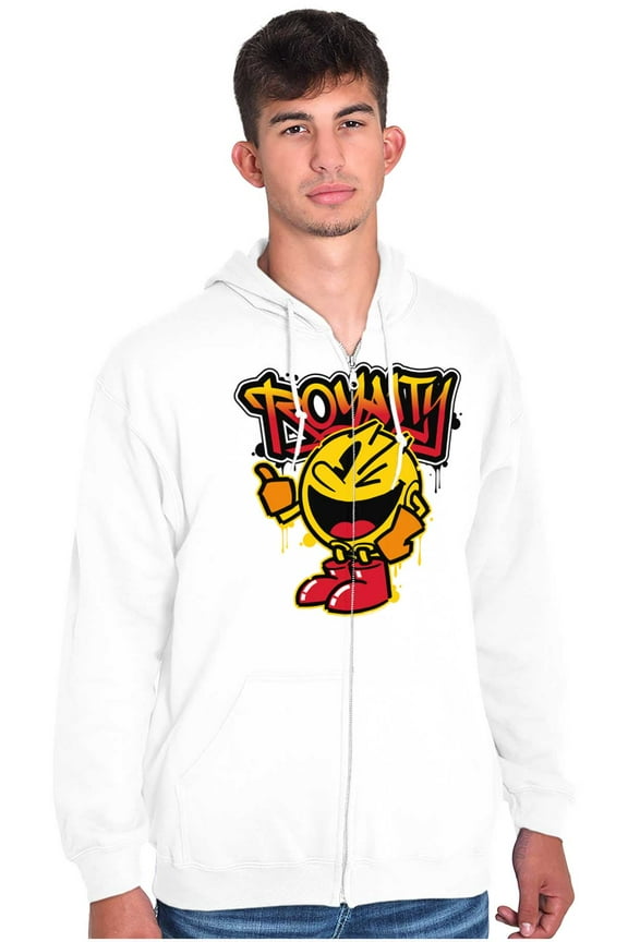 PACMAN Video Arcade Game Royalty Zip Up Hoodie Men's Women's Brisco Brands L