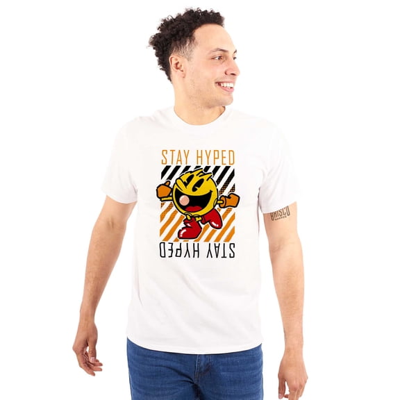 PACMAN Video Arcade Game Stay Hyped Men's Graphic T Shirt Tees Brisco Brands M