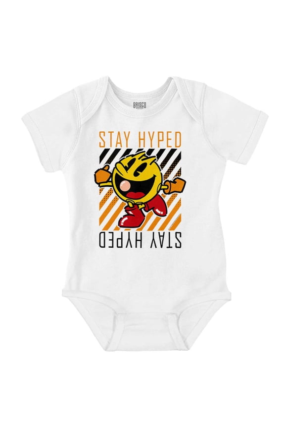 PACMAN Video Arcade Game Stay Hyped Romper Boys or Girls Infant Baby Brisco Brands NB