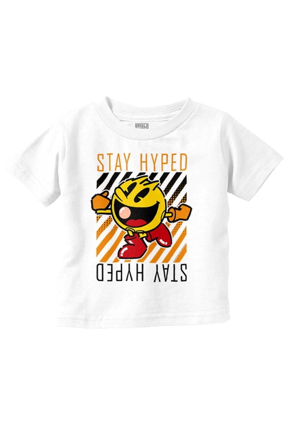PACMAN Video Arcade Game Stay Hyped Toddler Boy Girl T Shirt Infant Toddler Brisco Brands 6M